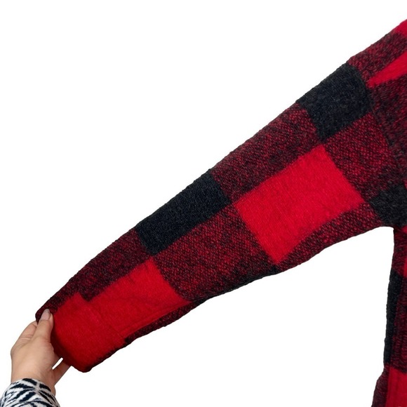 NWT Anine Bing Bobbi Wool Shacket Flannel Jacket Buffalo Check Red XS - Picture 7 of 13